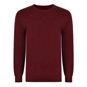 Bigdude Plain Crew Neck Knitted Jumper Burgundy Tall